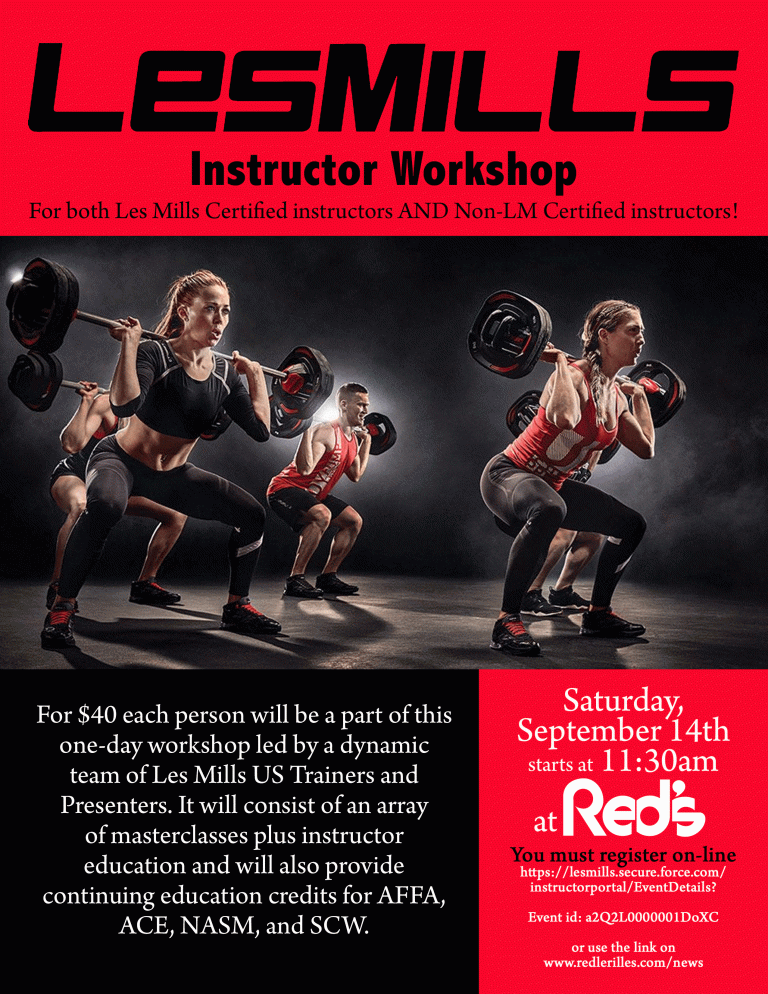 Les Mills instructor workshop at Red's